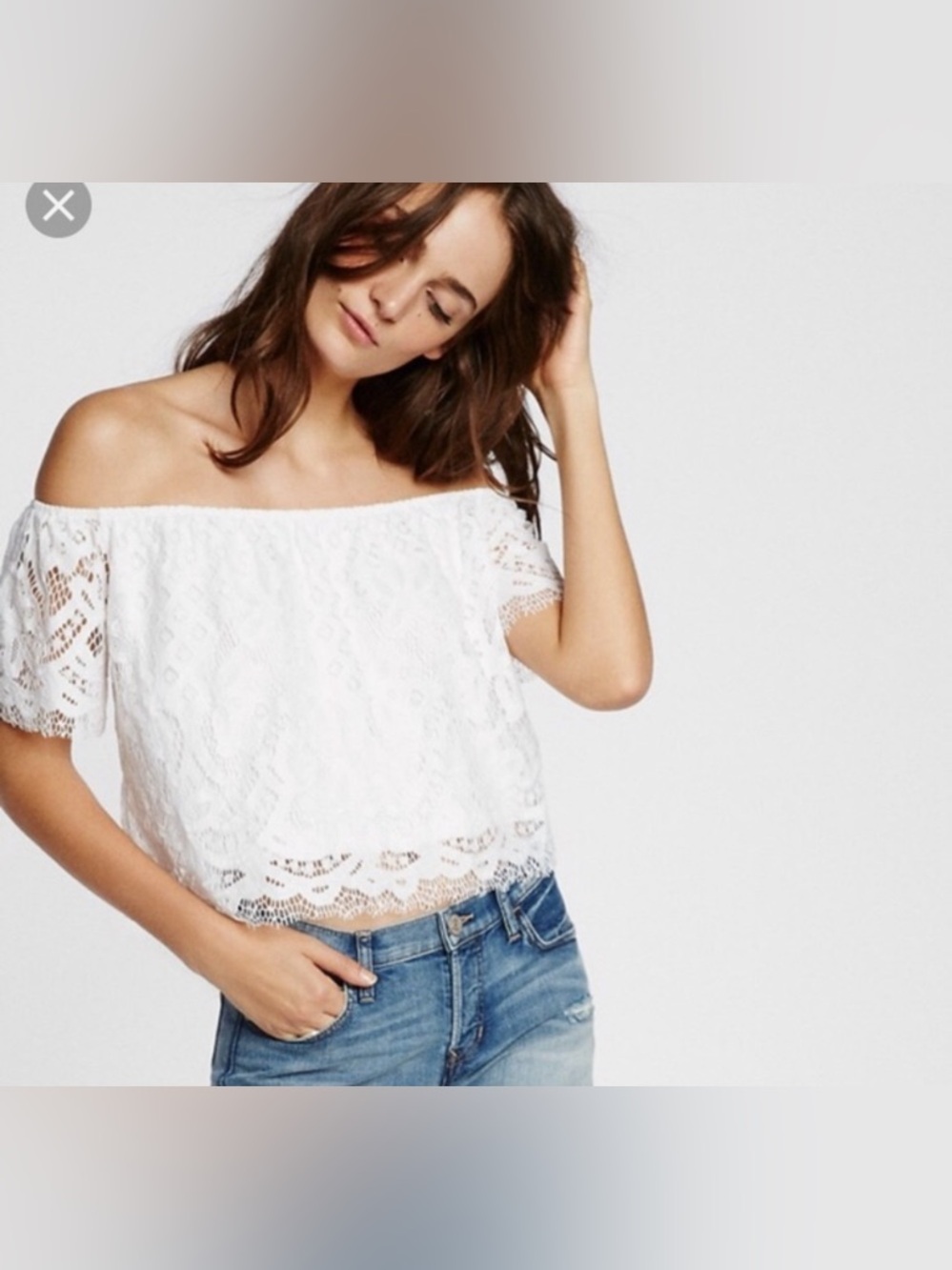 EXPRESS White Lace Crop Top with Lining - Size medium